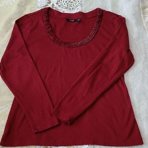 Apt. 9 Beaded Tee - Petite Medium
